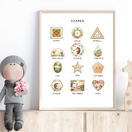 Póster Shapes Poster – Preschool Learning Wall Art
