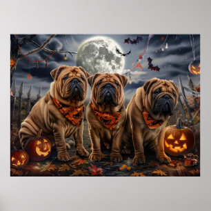 Póster Shar Pei Halloween Spooky