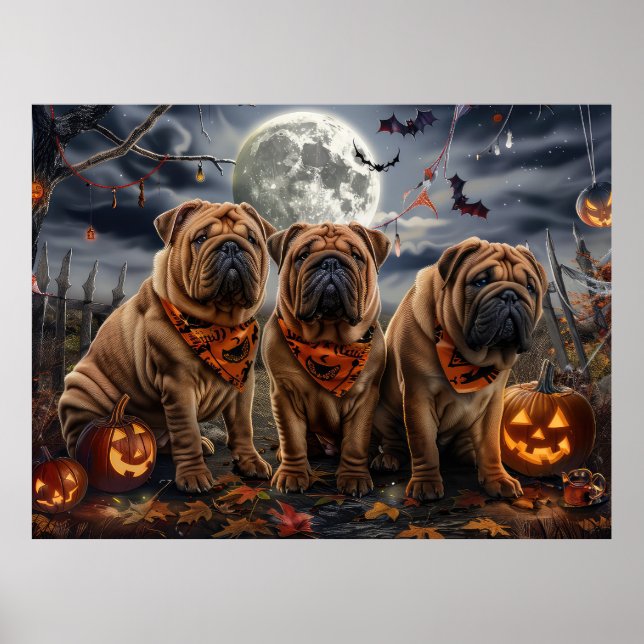 Póster Shar Pei Halloween Spooky (Frente)