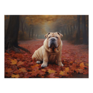 Póster Shar Pei se inspira en las hojas de otoño