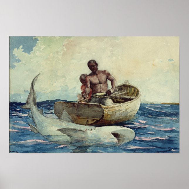 Póster Shark Fishing, 1885 (Frente)