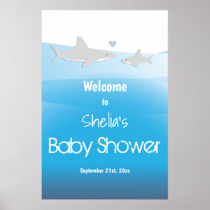 Póster Shark Ocean Baby Shower Welcome