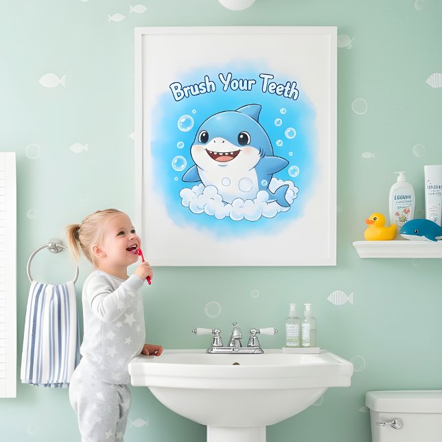 Póster Shark Splash Kids Bathroom Wall Art (Subido por el creador)