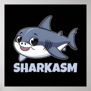Póster Sharkasm con un bollo gracioso para bebé de tiburó
