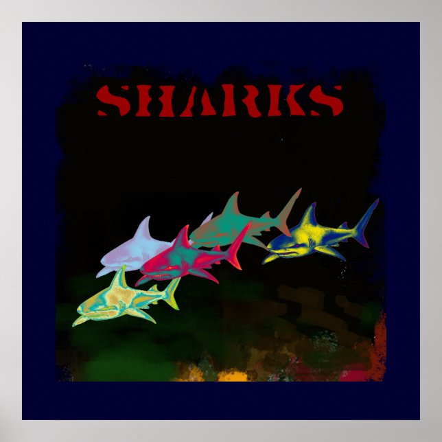 Póster sharks decor prints (Frente)