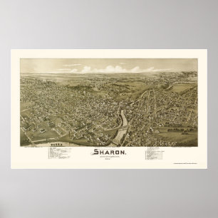 Póster Sharon, PA Panoramic Map - 1901