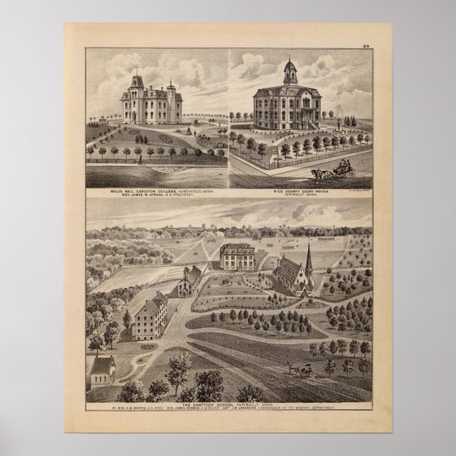 Póster Shattuck School, Faribault Willis Hall, Minnesota (Frente)