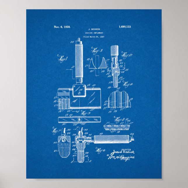 Póster Shave Implent Patent - Blueprint (Frente)
