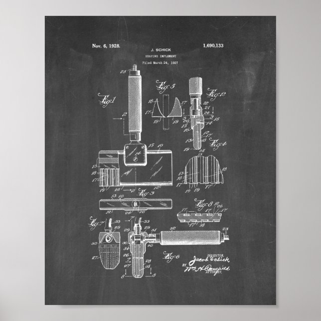 Póster Shave Implent Patent - Chalkboard (Frente)