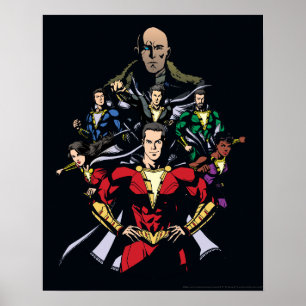 Póster ¡SHAZAM! familia del Shazam contra el Dr. Sivana