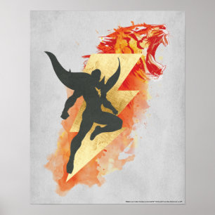 Póster ¡SHAZAM! gráfico del tigre y del relámpago del  