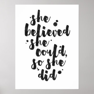 Póster She Believed She Could - Inspirational Poster