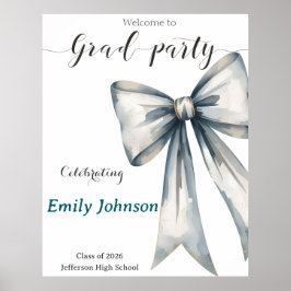 Póster She did it Graduation invitation Photo Blue Bow 