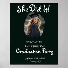 Póster She Did It! Modern Photo Graduation Party 