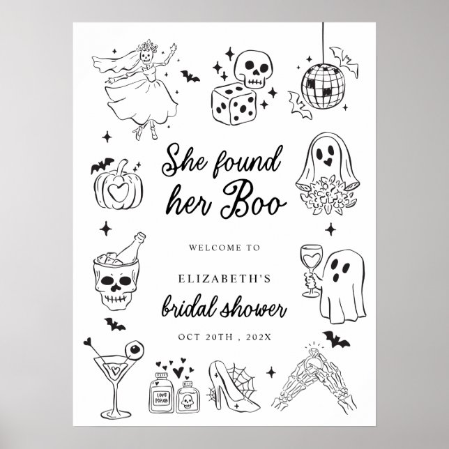 Póster She Found Her Boo Bridal Shower Welcome Sign (Frente)
