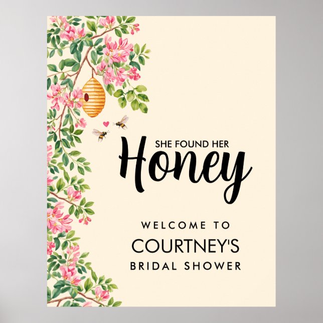 Póster She Found Her Honey Bridal Shower Welcome Sign (Frente)