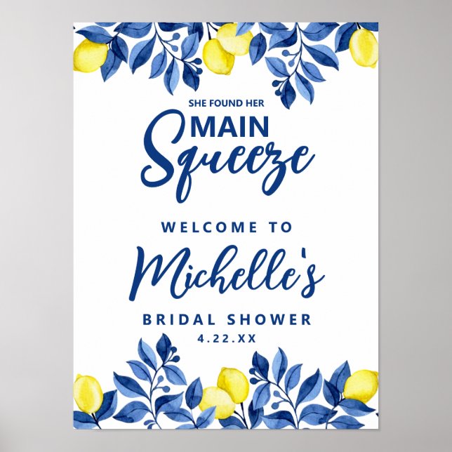 Póster She Found Her Main Squeeze Bridal Shower Sign (Frente)