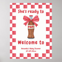 Póster She is Ready to Pop Soda Bottle Baby Shower
