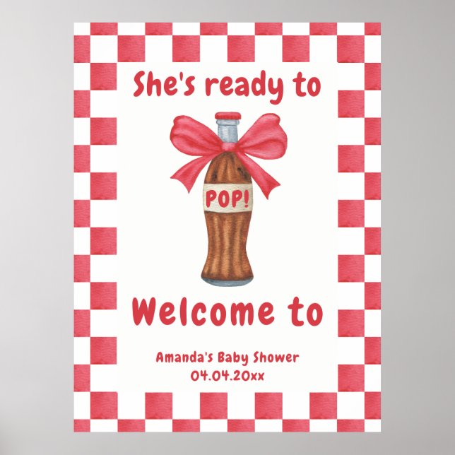 Póster She is Ready to Pop Soda Bottle Baby Shower (Frente)