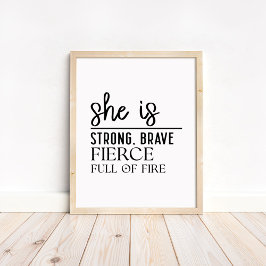 Póster She is Strong, Brave - Minimalist Motivational
