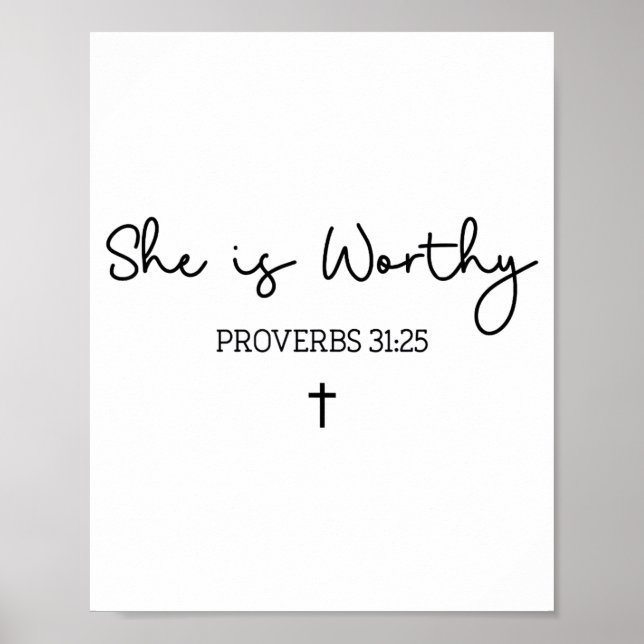 Póster She Is Worthy Proverbs 31_25 Christian Boho Bible  (Frente)