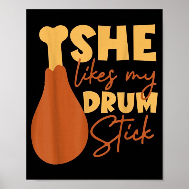 Póster She Likes My Drum Stick Funny Couple Matching Than (Frente)