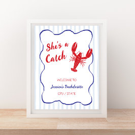 Póster She’s a Catch Lobster Bachelorette Welcome