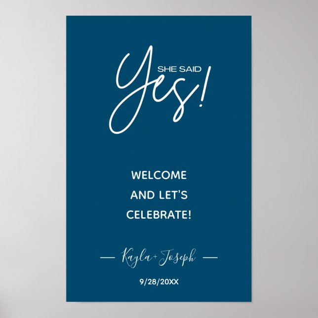 Póster She said Yes banner Engagement welcome Poster (Frente)