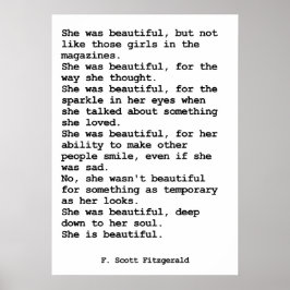Póster She Was Beautiful By F. Scott Fitzgerald 2