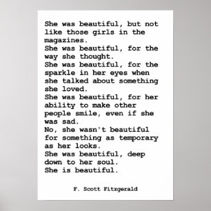 Póster She Was Beautiful By F. Scott Fitzgerald 2