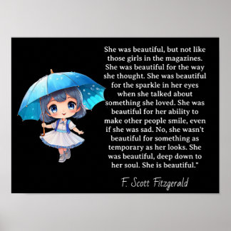 Póster She was beautiful === F.Scott Fitzgerald quote