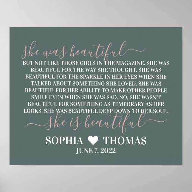 Póster She was beautiful personalized gift for girl (Frente)