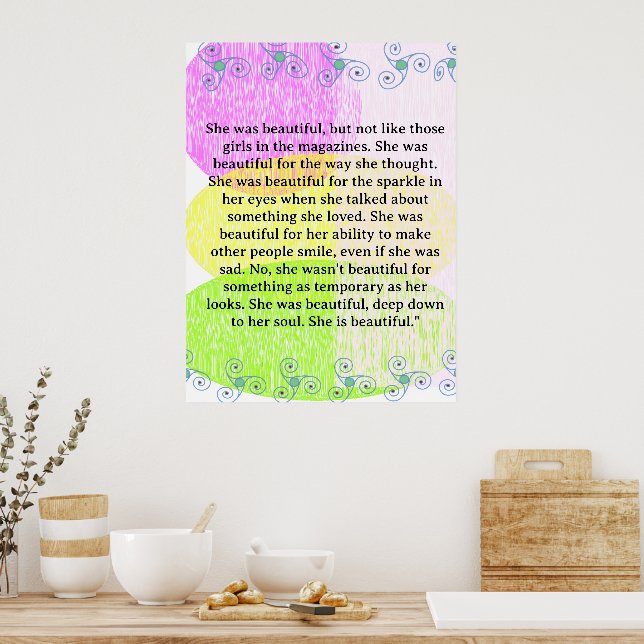 Póster She was beautiful ===  quote (Cocina)