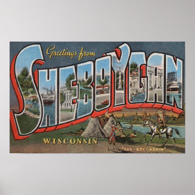 Póster Sheboygan, Wisconsin (indios nº 1) (Frente)