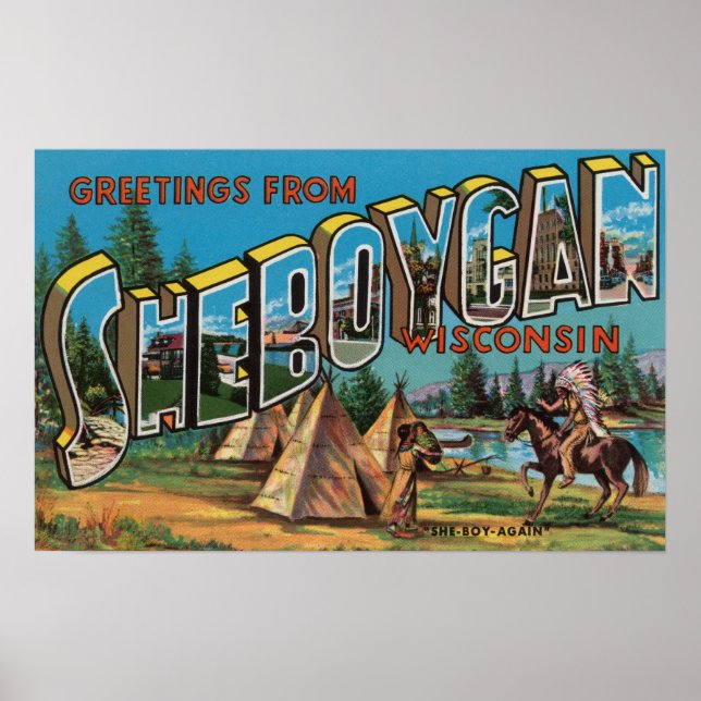 Póster Sheboygan, Wisconsin (indios nº 2) (Frente)