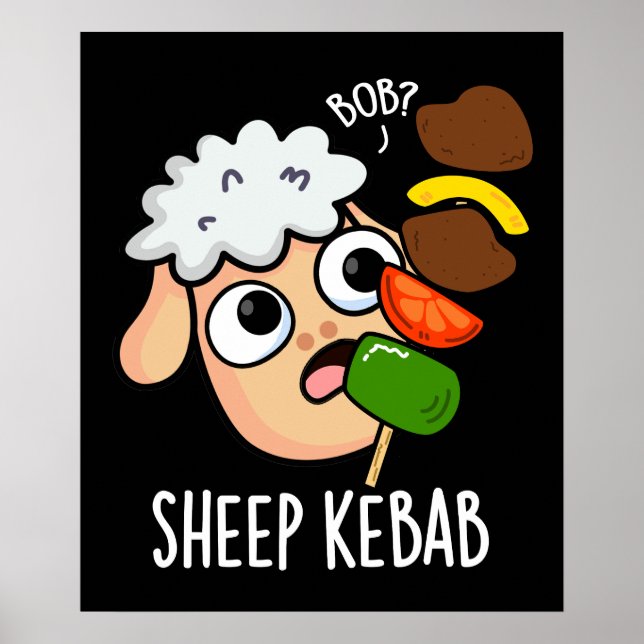 Póster Sheep Kebab Funny Shish Kebab Pun Dark BG (Frente)