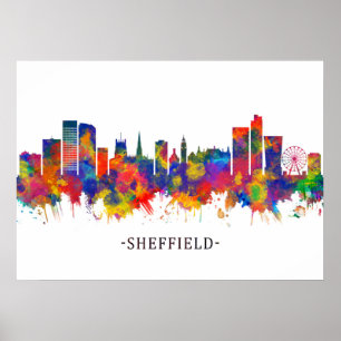 Póster Sheffield England Skyline