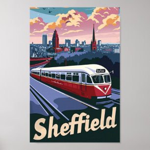 Póster Sheffield Gran Bretaña Ilustracion de Viajes