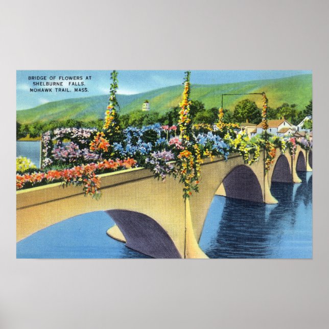 Póster Shelburne Falls Puente de flores (Frente)