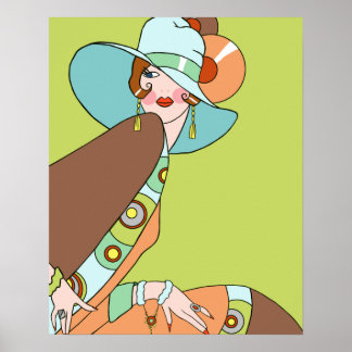 Póster Shelby, Lady de los años 20 en Kiwi y Brown