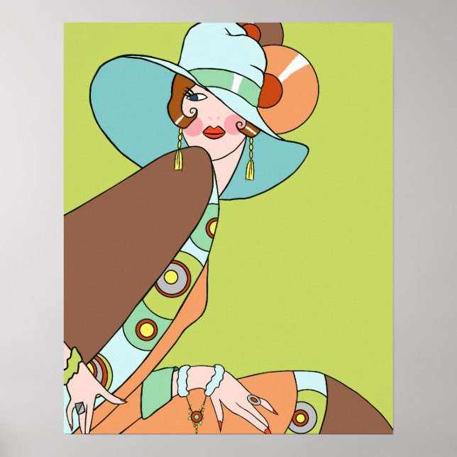 Póster Shelby, Lady de los años 20 en Kiwi y Brown (Frente)