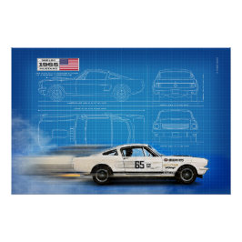 Póster Shelby Mustang 350GT Blueprint