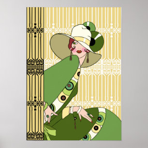 Póster Shelby, señora de los años 30 en amarillo y