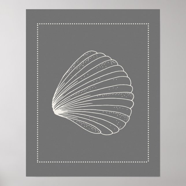 Póster Shell de clam estilo Hamptons (Frente)