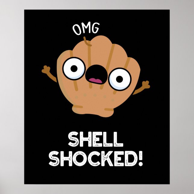 Póster Shell impactó Funny Seashell Pun Dark BG (Frente)