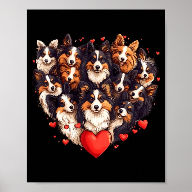 Póster Sheltie Heart-shaped Cute Sheltie Dog Lover Men Wo (Frente)