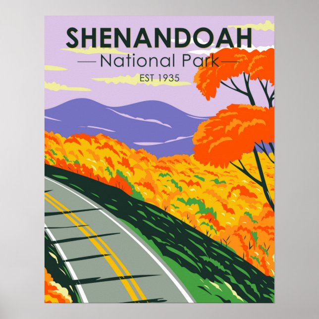 Póster Shenandoah National Park Skyline Drive Virginia (Frente)