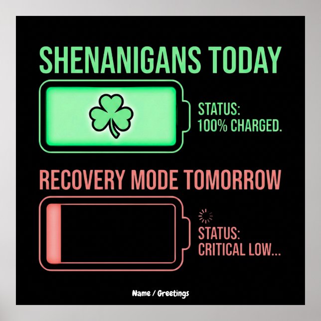 Póster Shenanigans Today Recovery Mode Tomorrow Funny  (Frente)