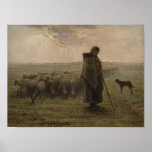 Póster Shepherdess and Her Flock   1862-63