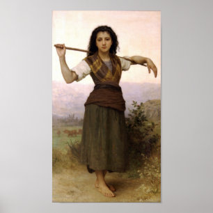 Póster Shepherdess de Guillermo-Adolfo Bouguereau-The